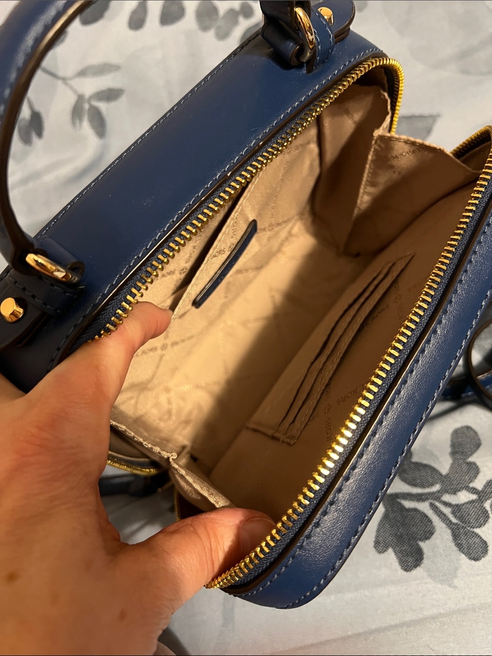 Michael Kors Brown Signature Box Crossbody with Blue Strap - Picture 7 of 7